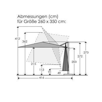 Schneider SET Ampelschirm Bermuda 260x350cm Natur + Schutzhülle + Ständer